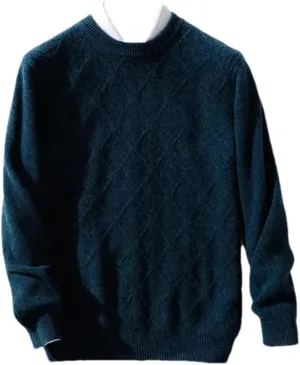 Men's Crewneck Wool Pullover Sweater Long Sleeve Knitwear Sweater Casual Relax Fit Jumper Tops