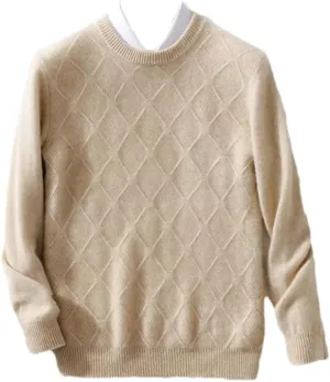 Men's Crewneck Wool Pullover Sweater Long Sleeve Knitwear Sweater Casual Relax Fit Jumper Tops