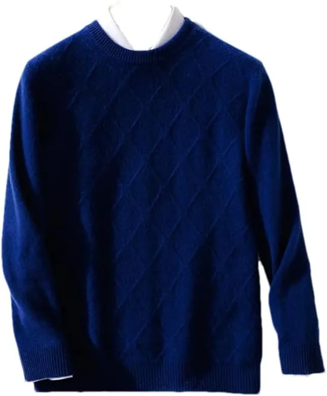 Men's Crewneck Wool Pullover Sweater Long Sleeve Knitwear Sweater Casual Relax Fit Jumper Tops