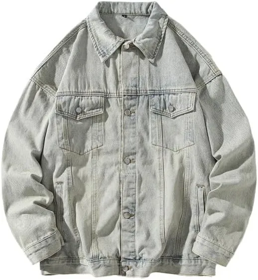Men's Denim Jacket Classic Fit Long Sleeve Jean Jacket Casual Button Down Denim Jackets Fashion Motorcycle Coats