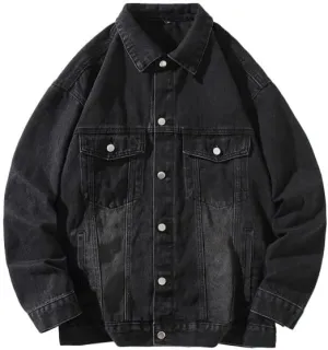 Men's Denim Jacket Classic Fit Long Sleeve Jean Jacket Casual Button Down Denim Jackets Fashion Motorcycle Coats