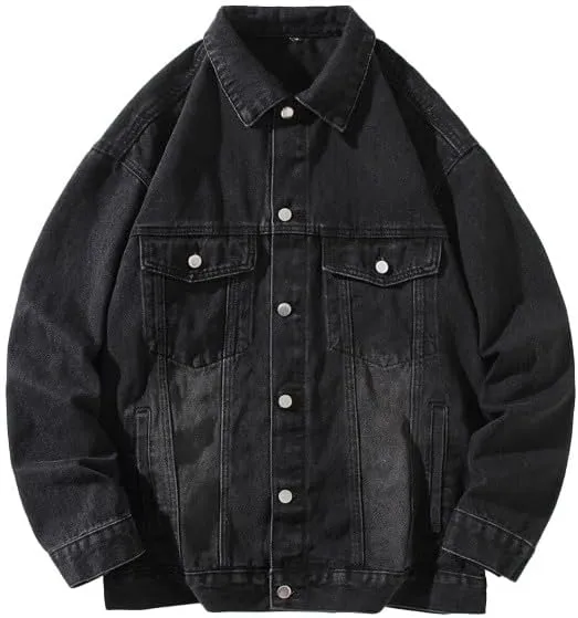 Men's Denim Jacket Classic Fit Long Sleeve Jean Jacket Casual Button Down Denim Jackets Fashion Motorcycle Coats