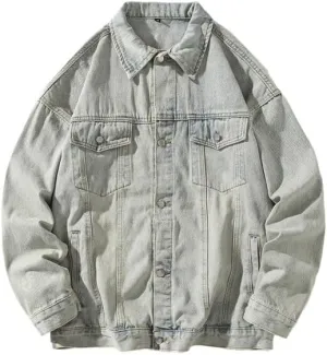Men's Denim Jacket Classic Fit Long Sleeve Jean Jacket Casual Button Down Denim Jackets Fashion Motorcycle Coats