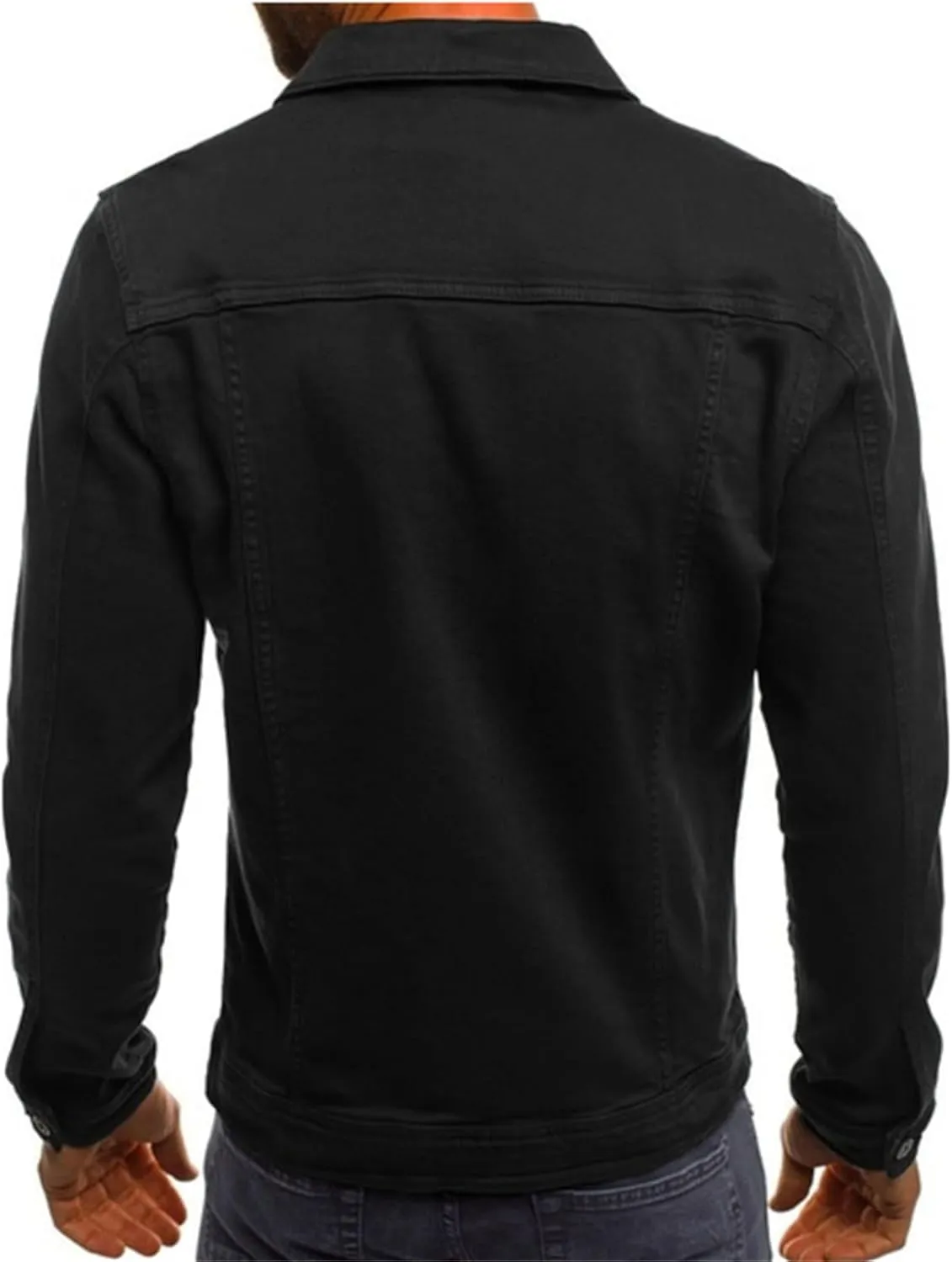 Mens Denim Jacket Cozy Classic Overshirt Long Sleeve Slim Fit Button Up Denim Top Shirt Jacket Trucker Jacket with Pockets
