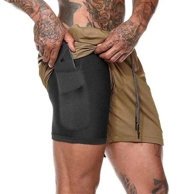Men's Double Decker Quick Dry Shorts With Phone Pocket
