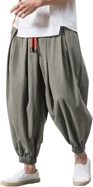 Men's Drop Crotch Harem Pants Baggy Hip Hop Streetwear Stretch Drawstring Yoga Pants 2025 Spring Trendy Casual Pants