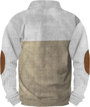 Men's Fall Corduroy Sweatshirts For Fashion Casual Vintage Long Sleeve Button Stand Collar Pullover Sweatshirt