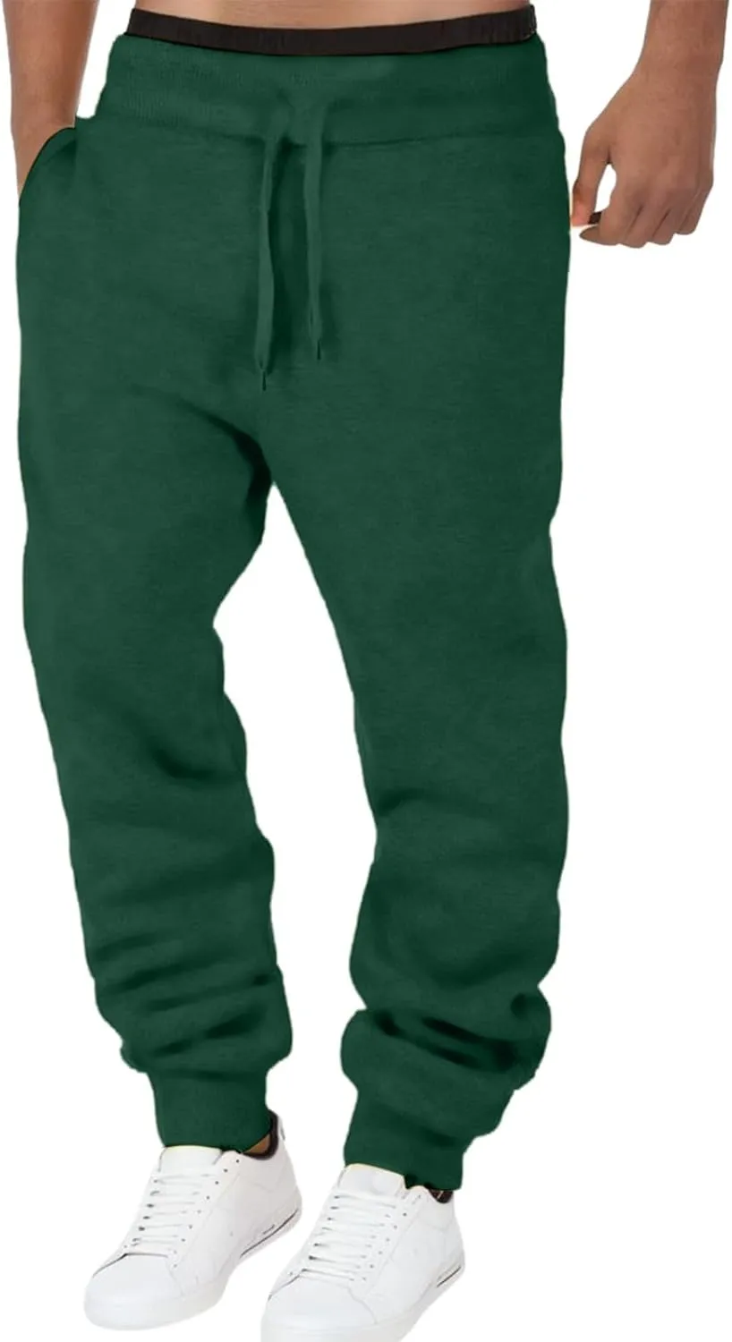 Men's Fashion Cargo Pants Lightweight Stretch Waistband Trousers Yoga Work Sweatpants (Green, M)