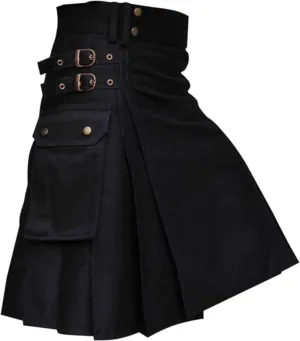 Mens Fashion Casual Skirt Scottish Style Plaid Contrast Pocket Pleated Skirt Cute Pleated Skirt