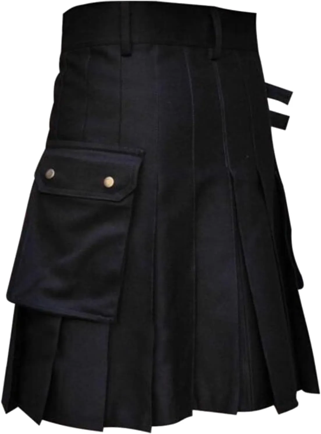 Mens Fashion Casual Skirt Scottish Style Plaid Contrast Pocket Pleated Skirt Cute Pleated Skirt