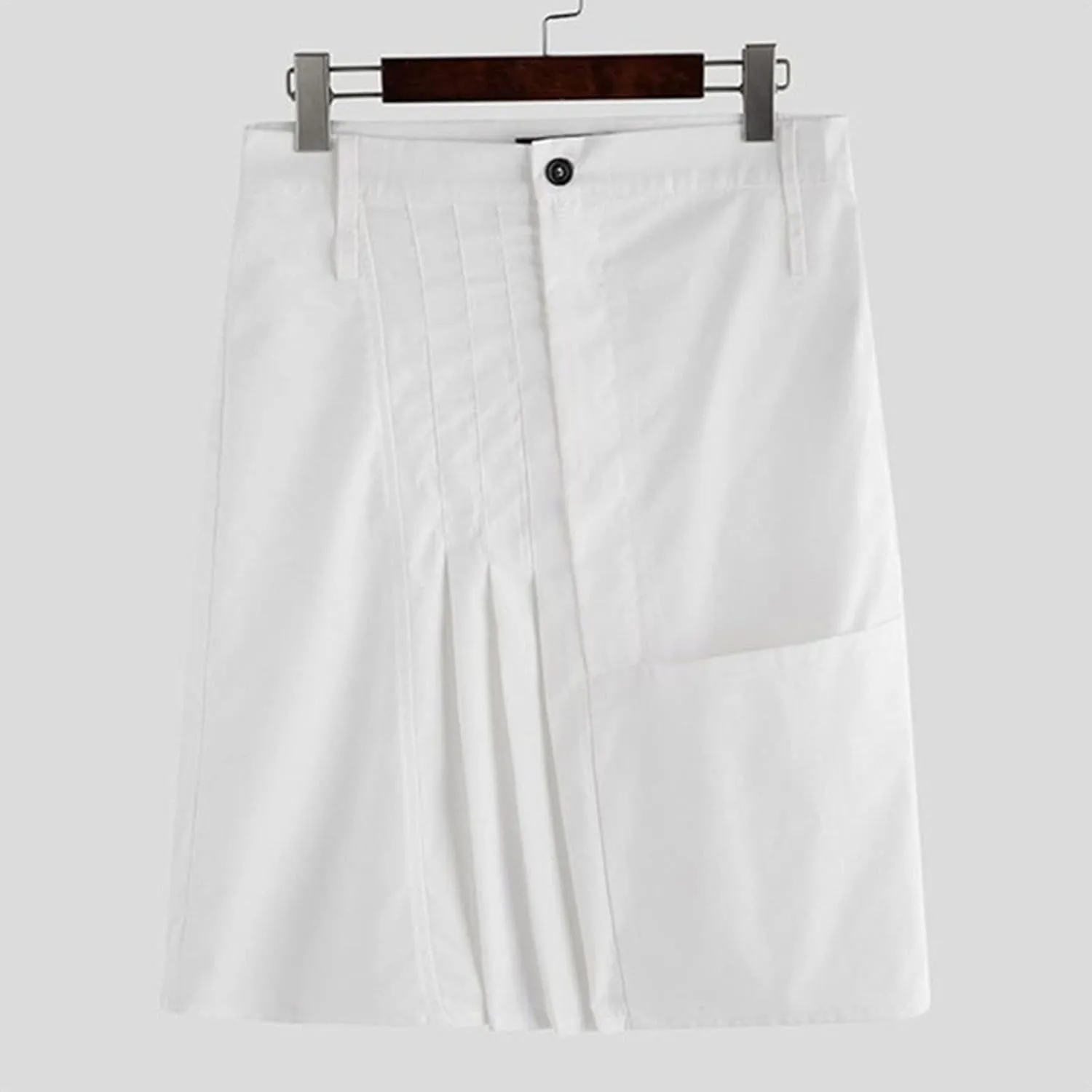 Mens Fashion Pleated Skirt Casual Skirt Skirt Scottish Style Retro Solid Pocket Pleated Skirt