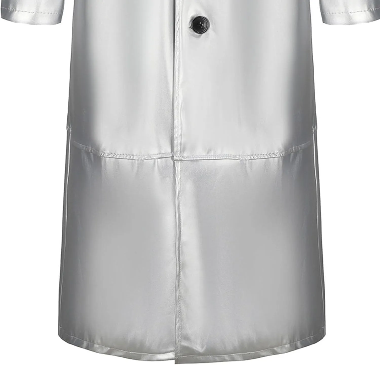 Men's Faux Leather Trench Coat Classic Fit Full Length PU Jacket Motorcycle Long Punk Coats