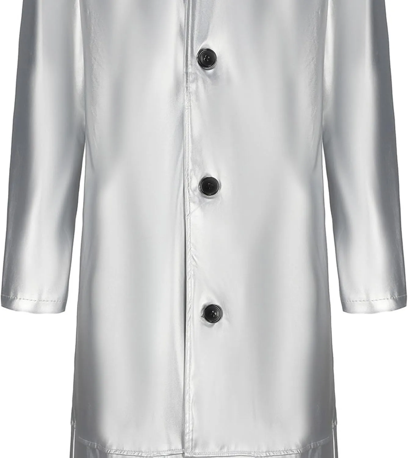 Men's Faux Leather Trench Coat Classic Fit Full Length PU Jacket Motorcycle Long Punk Coats