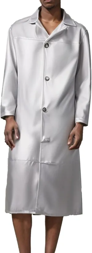 Men's Faux Leather Trench Coat Classic Fit Full Length PU Jacket Motorcycle Long Punk Coats