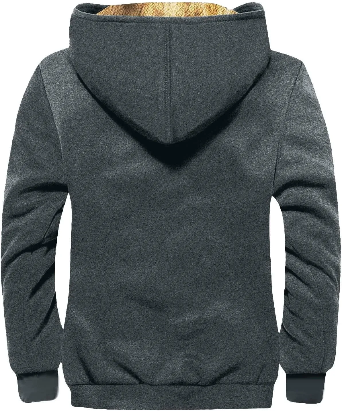 Mens Fleece Jacket,Winter Sherpa Lined Jackets For Men Hoodie Big And Tall Full Zip Up Coats Outdoor Work Coat M-7Xl