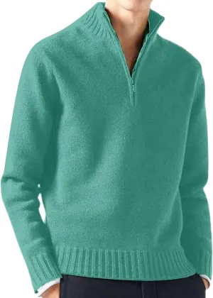 Mens Half Zip Pullover Sweater Casual Simple Bottom Sweater Warm Wool Knit Long Sleeve Coats Fashion Soft Sweatshirt