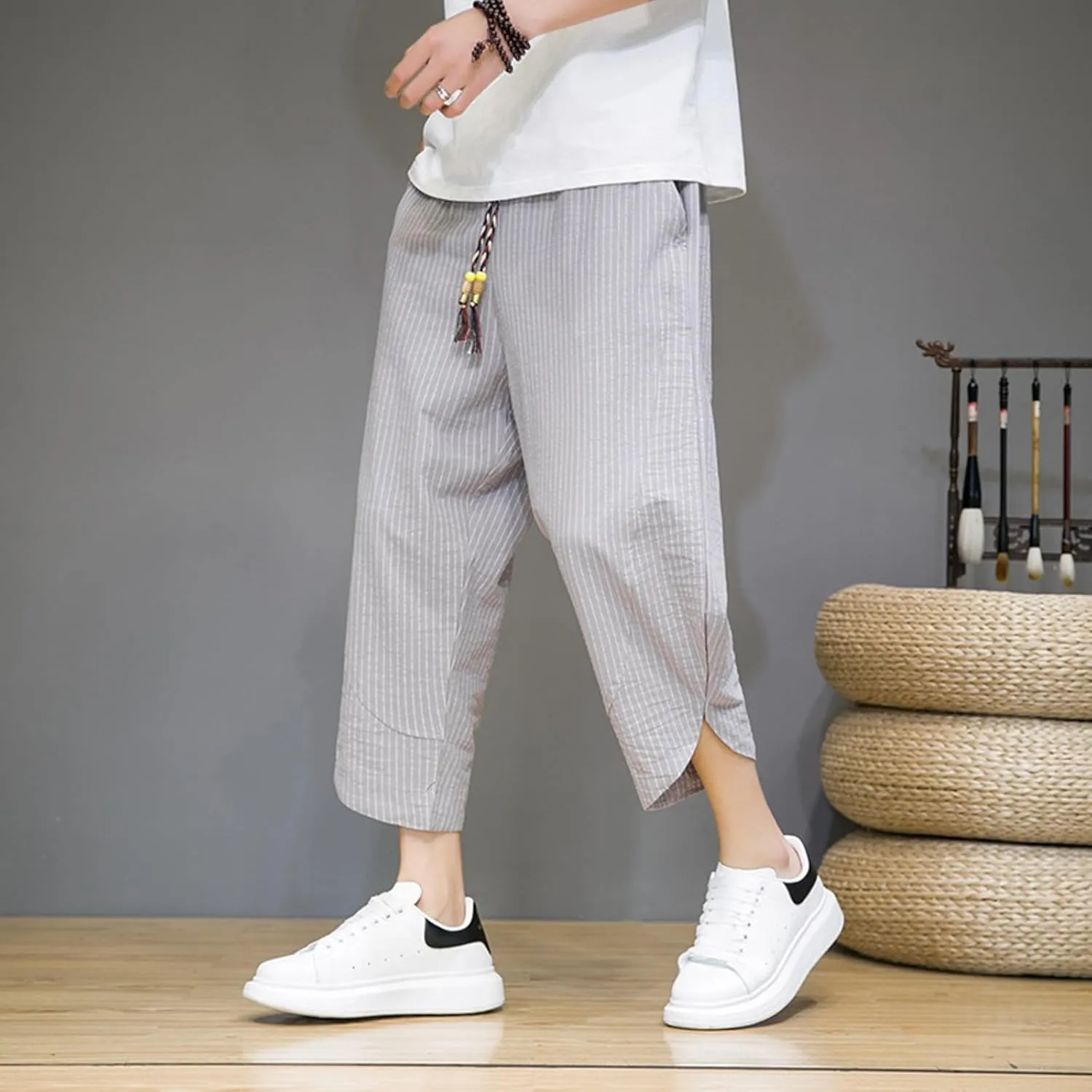Mens Harem Pants Shorts Long Graphic with Pockets for Men Summer Lounge Boho Plus Size Beach Yoga