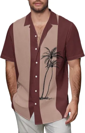 Mens Hawaiian Shirt Short Sleeves Button Down Casual T Shirts Oversize Funny Print Summer Beach Wedding Party Tee Top