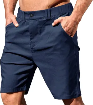 Men's Hiking Cargo Shorts Stretch Tactical Outdoor Work Shorts Below Knee Lightweight Linen Pants with Multi Pockets