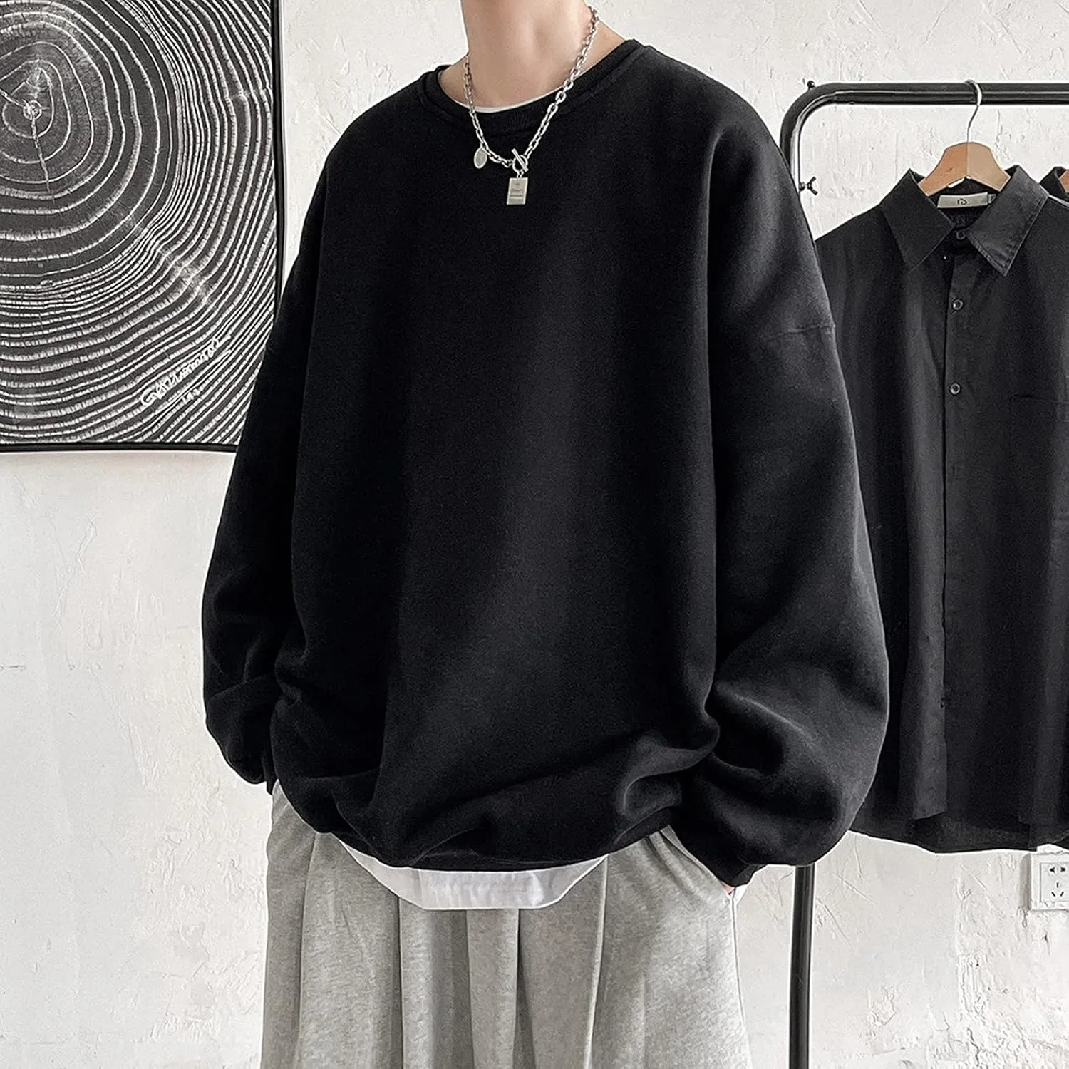 Men's Hooded Sweatshirts Long Sleeve Mens Autumn And Winter Casual Loose Solid Hooded Sweater Top Sweatshirts with