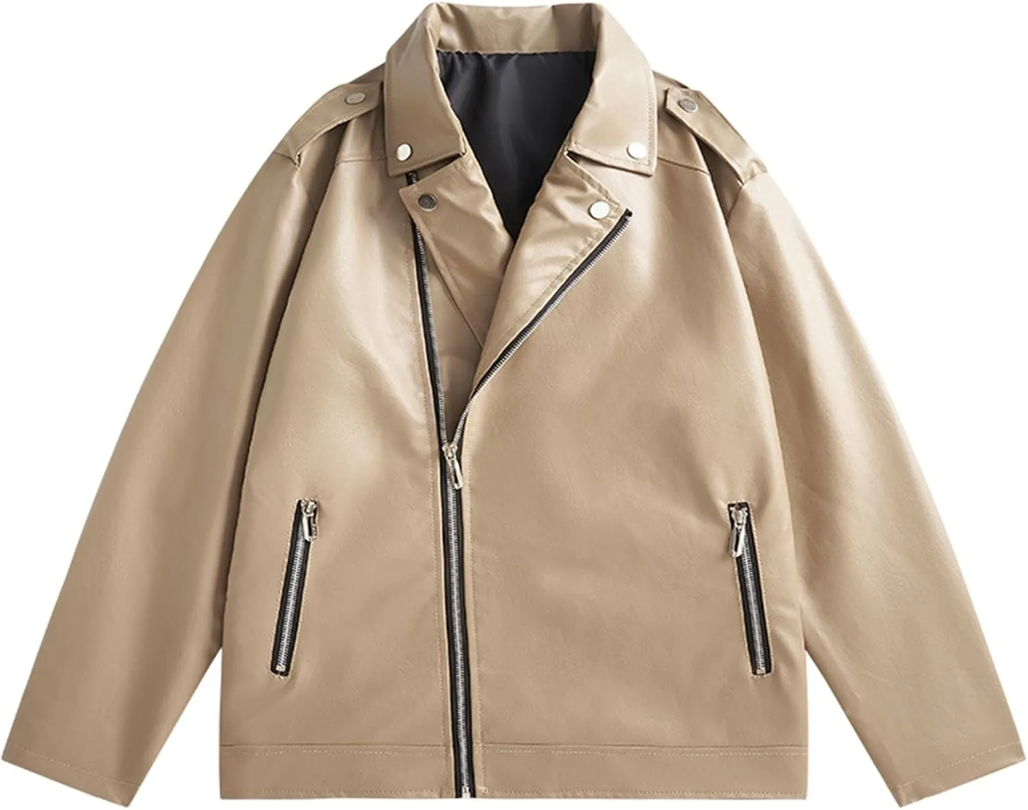 Mens Leather Jacket Turn Down Collar Jacket Waterproof Motorcycle Jacket Casual Faux Leather Jacket Warm Winter Coats