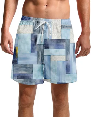 Men's Linen Cotton Gingham Bermuda Shorts Lightweight Summer Plaid Yoga Beach Wear Big and Tall Casual Workout Short