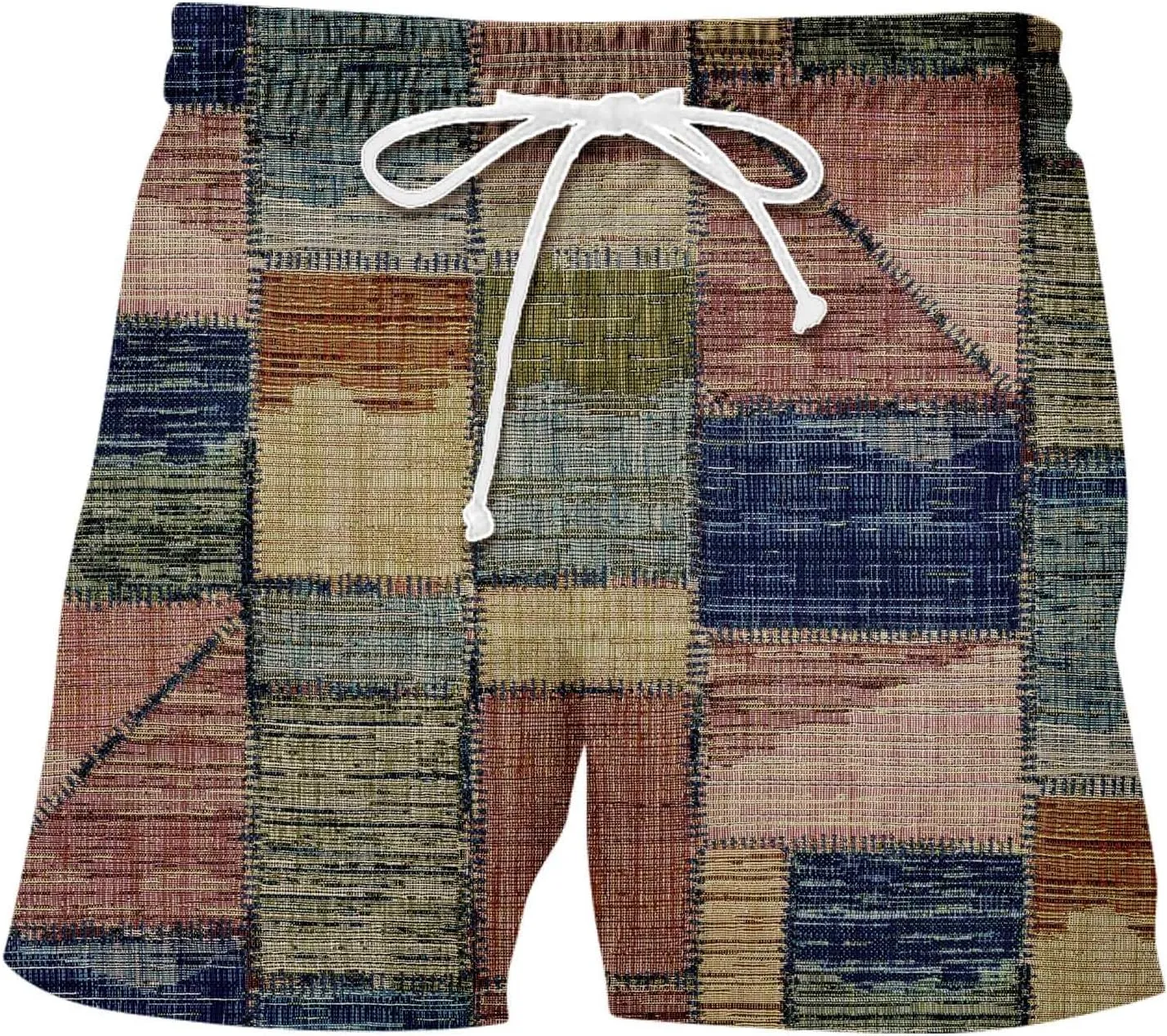 Men's Linen Cotton Gingham Bermuda Shorts Lightweight Summer Plaid Yoga Beach Wear Big and Tall Casual Workout Short