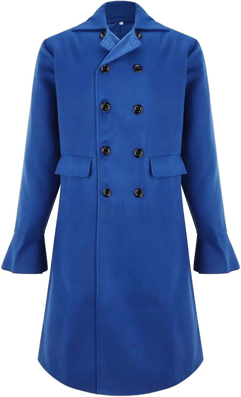 Mens Notch Lapel Double Breasted Long Trench Coat Casual Cotton Peacoats Windbreaker Long Jacket Windproof Overcoats