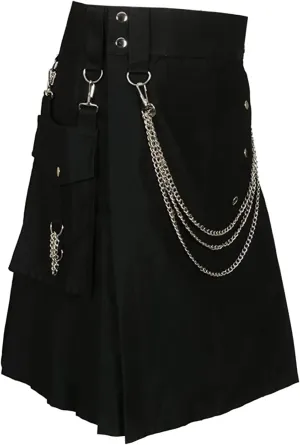 Mens Pleated Skirt Fashion Scottish Style Skirt Zipper Solid Color Pleated Skirt Men's Twill Pants