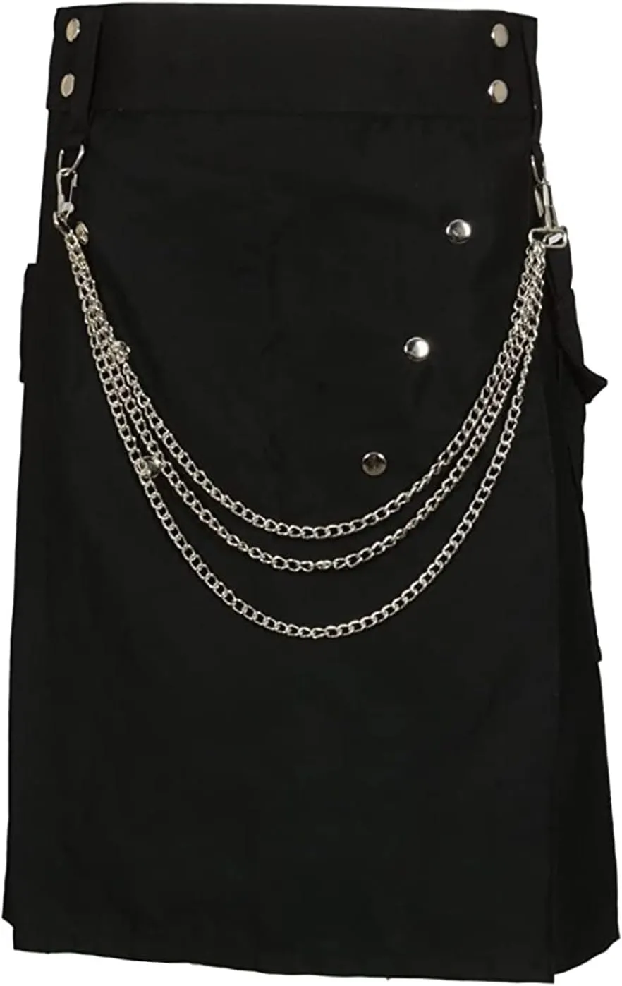 Mens Pleated Skirt Fashion Scottish Style Skirt Zipper Solid Color Pleated Skirt Men's Twill Pants