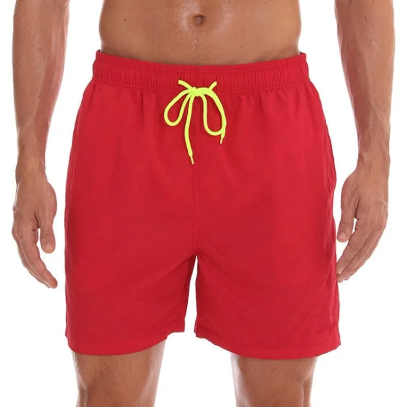 Men's Quick Dry Swim Shorts Drawstring Elastic Waist Side Pockets Beach Volleyball