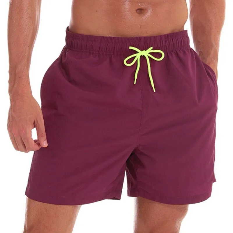 Men's Quick Dry Swim Shorts Drawstring Elastic Waist Side Pockets Beach Volleyball