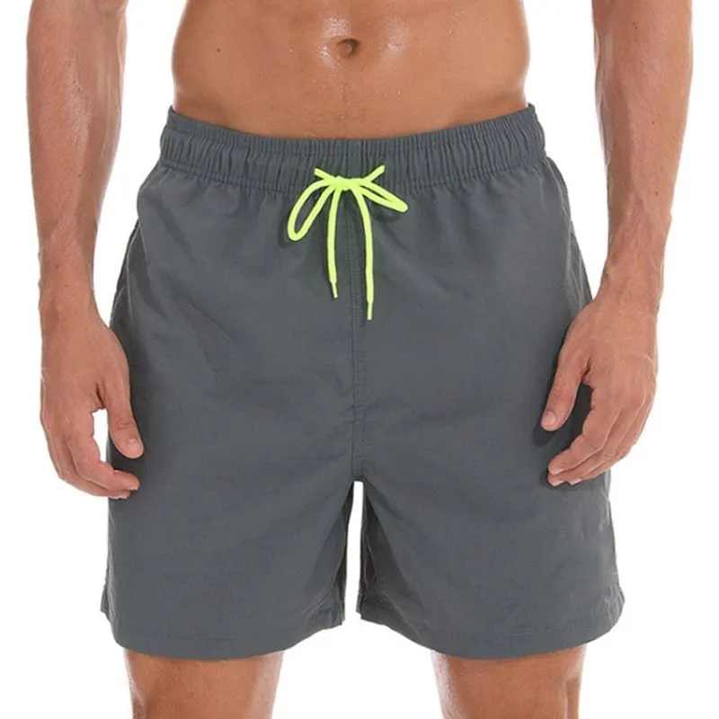 Men's Quick Dry Swim Shorts Drawstring Elastic Waist Side Pockets Beach Volleyball