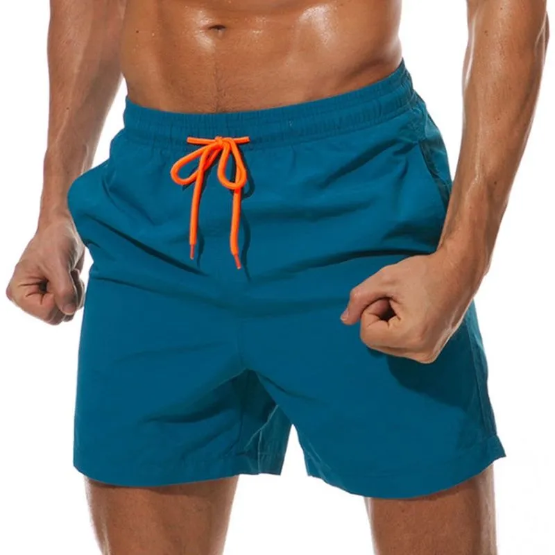 Men's Quick Dry Swim Shorts Drawstring Elastic Waist Side Pockets Beach Volleyball
