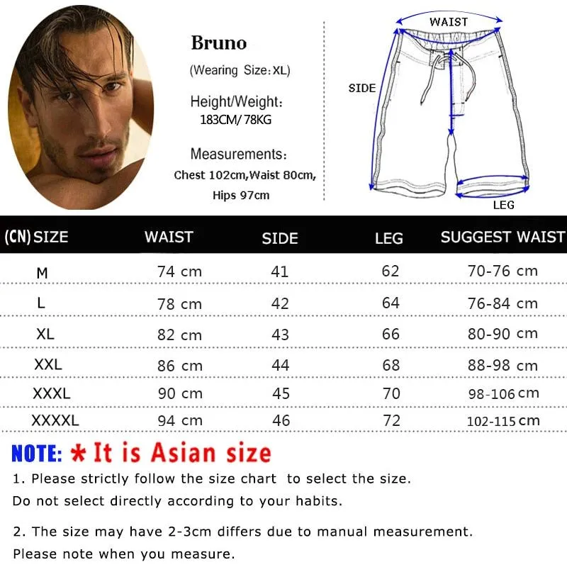 Men's Quick Dry Swim Shorts Drawstring Elastic Waist Side Pockets Beach Volleyball
