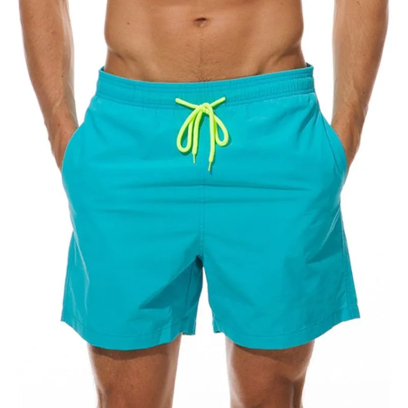 Men's Quick Dry Swim Shorts Drawstring Elastic Waist Side Pockets Beach Volleyball