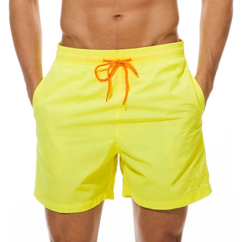 Men's Quick Dry Swim Shorts Drawstring Elastic Waist Side Pockets Beach Volleyball