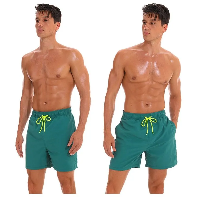Men's Quick Dry Swim Shorts Drawstring Elastic Waist Side Pockets Beach Volleyball