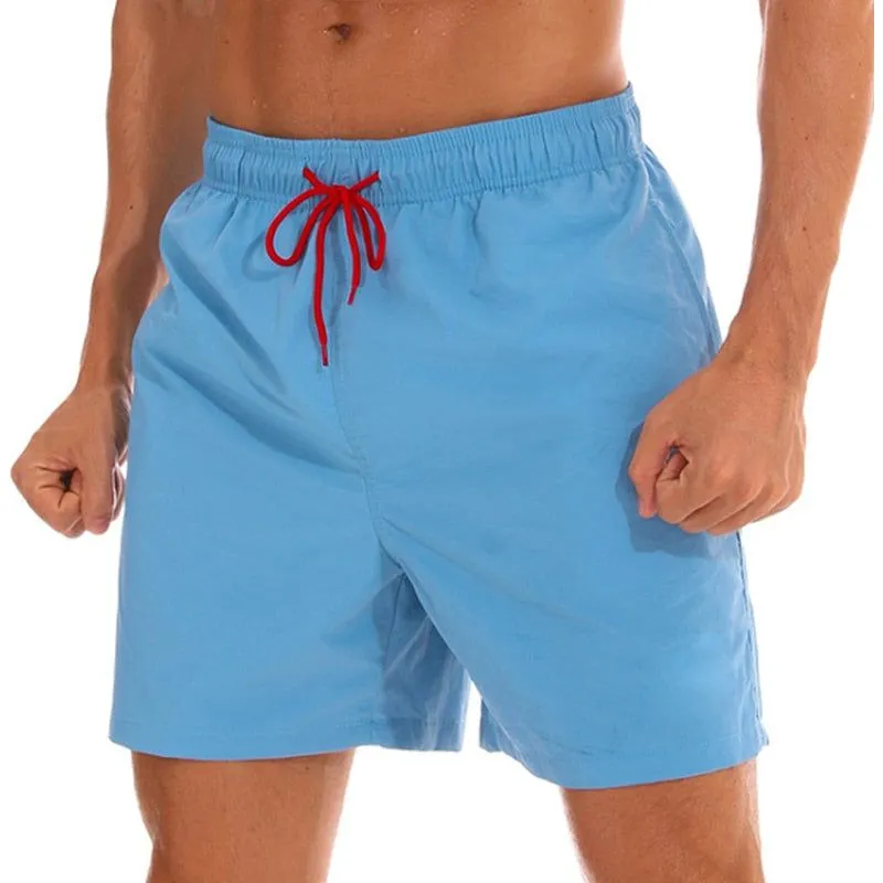 Men's Quick Dry Swim Shorts Drawstring Elastic Waist Side Pockets Beach Volleyball