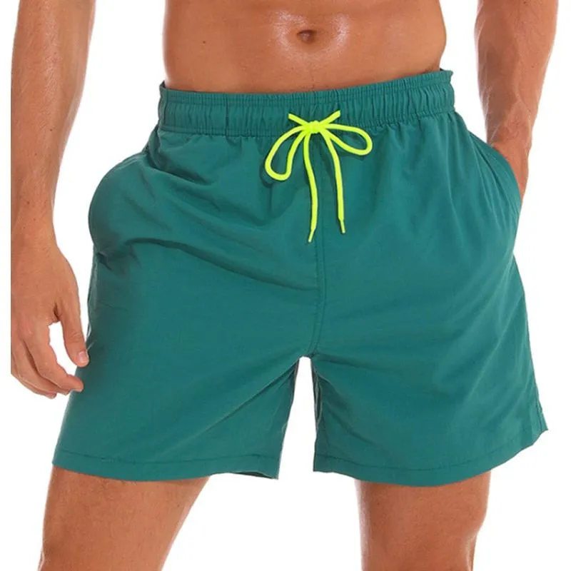 Men's Quick Dry Swim Shorts Drawstring Elastic Waist Side Pockets Beach Volleyball