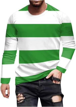 Mens Shirts,Color Block Striped Shirts for men Oversized Fall Long Sleeve Sweatshirt 2024 Fashion Crewneck Pullover Plus Size