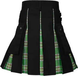 Mens Skirt Fashion Scottish Style Skirt Plaid Contrast Color Pocket Pleated Skirt Comfortable Mens Skirt