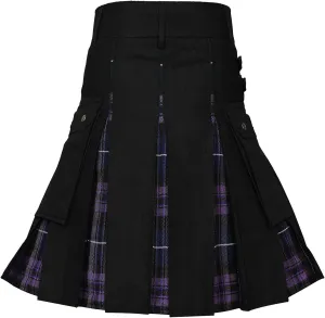 Mens Skirt Fashion Scottish Style Skirt Plaid Contrast Color Pocket Pleated Skirt Comfortable Mens Skirt