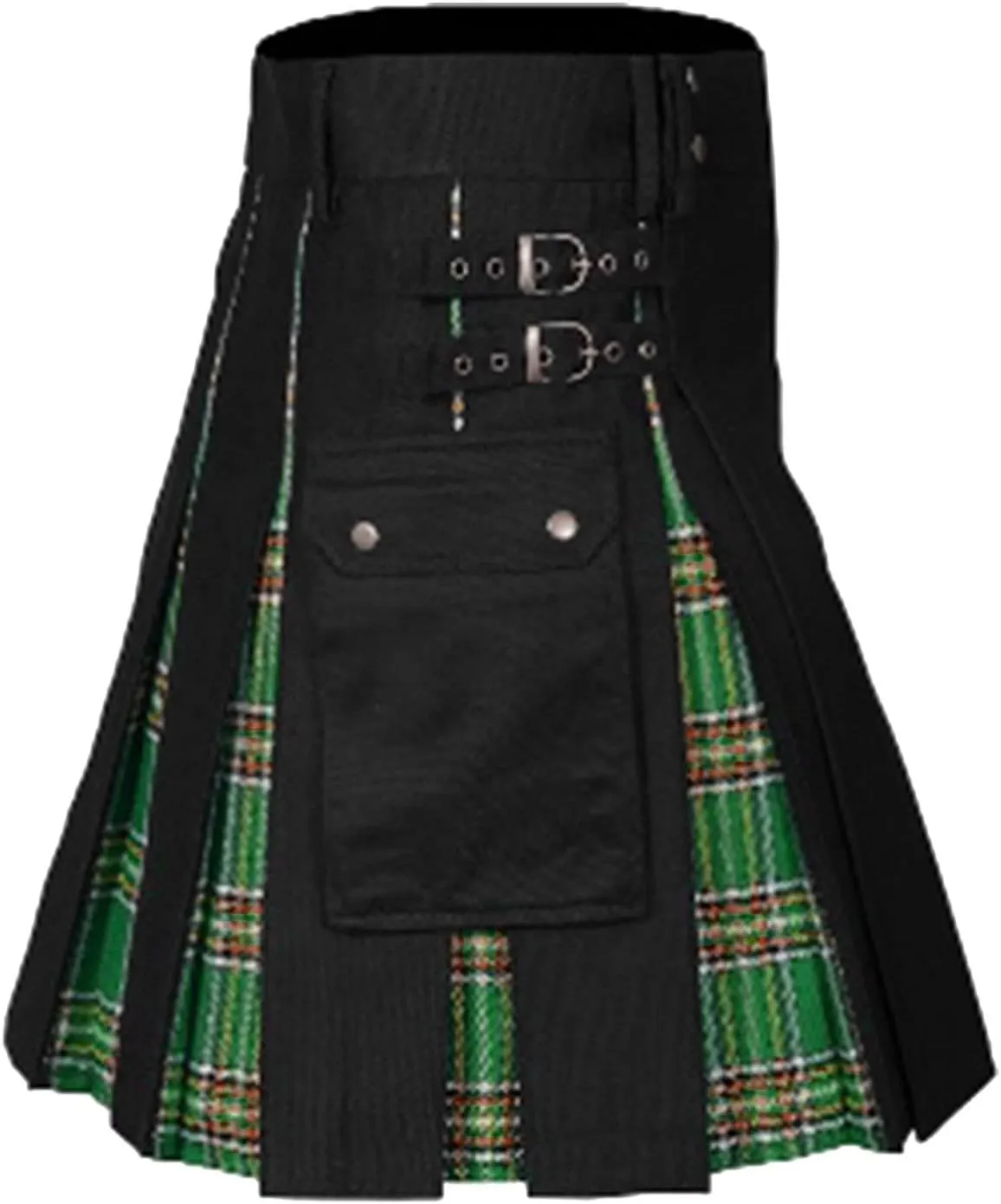 Mens Skirt Fashion Scottish Style Skirt Plaid Contrast Color Pocket Pleated Skirt Comfortable Mens Skirt