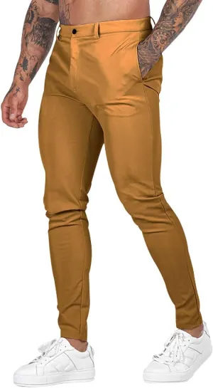 Mens Slim Fit Chino Pants Stretch Lightweight Business Suit Dress Pants Casual Wrinkle Free Quick Dry Work Trousers