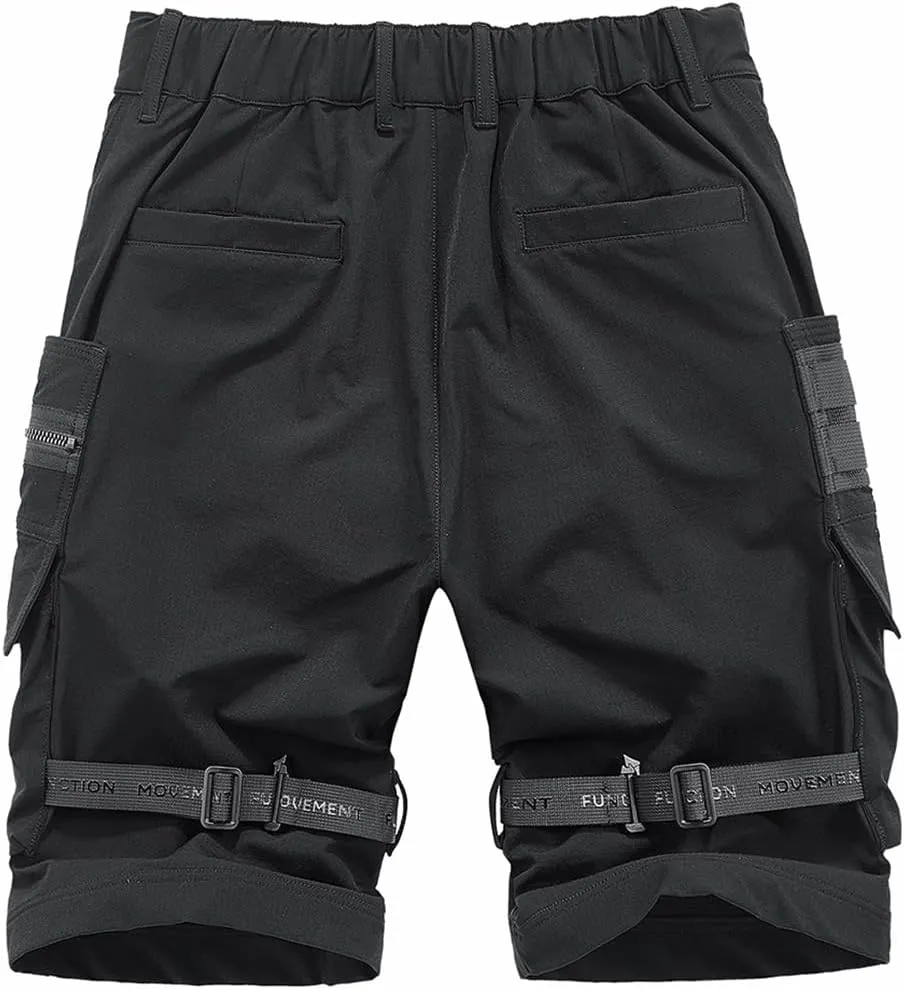 Men's Streetwear Black Cargo Shorts Men Techwear Military Tactical Shorts Harajuku Short Pants Male