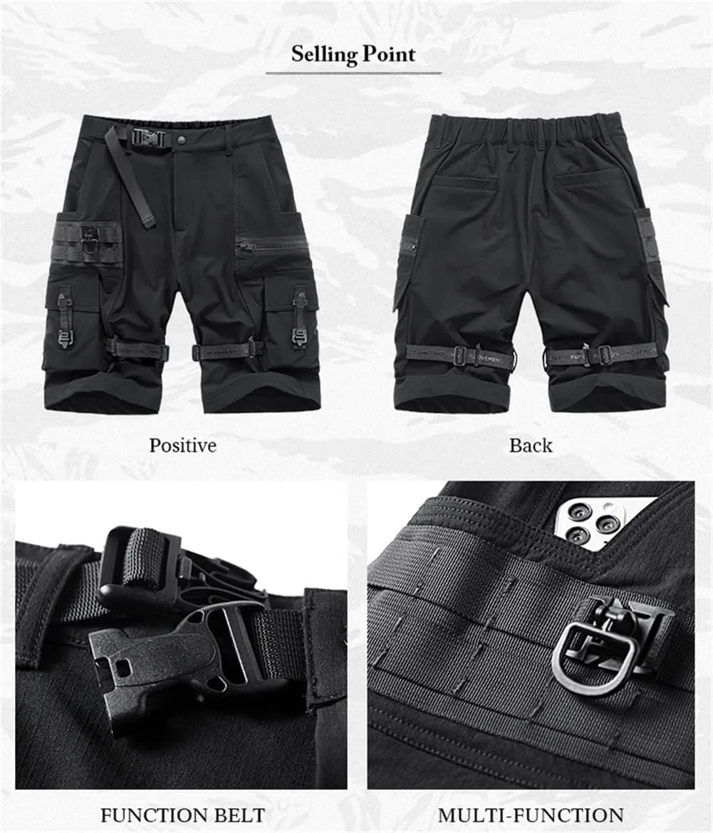 Men's Streetwear Black Cargo Shorts Men Techwear Military Tactical Shorts Harajuku Short Pants Male