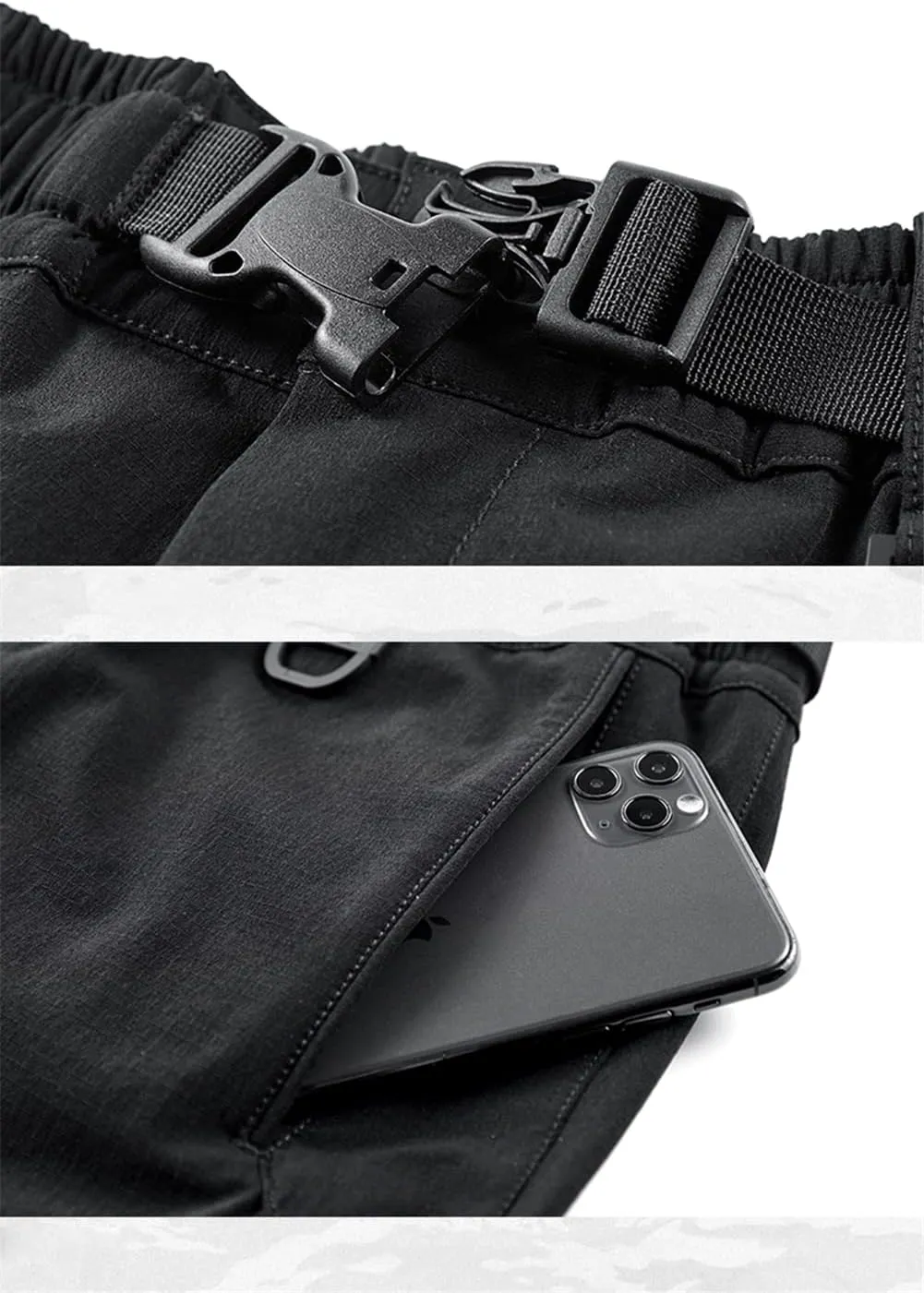 Men's Streetwear Black Cargo Shorts Men Techwear Military Tactical Shorts Harajuku Short Pants Male