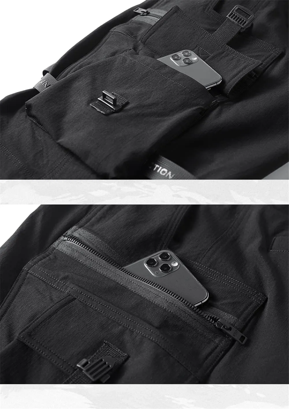 Men's Streetwear Black Cargo Shorts Men Techwear Military Tactical Shorts Harajuku Short Pants Male