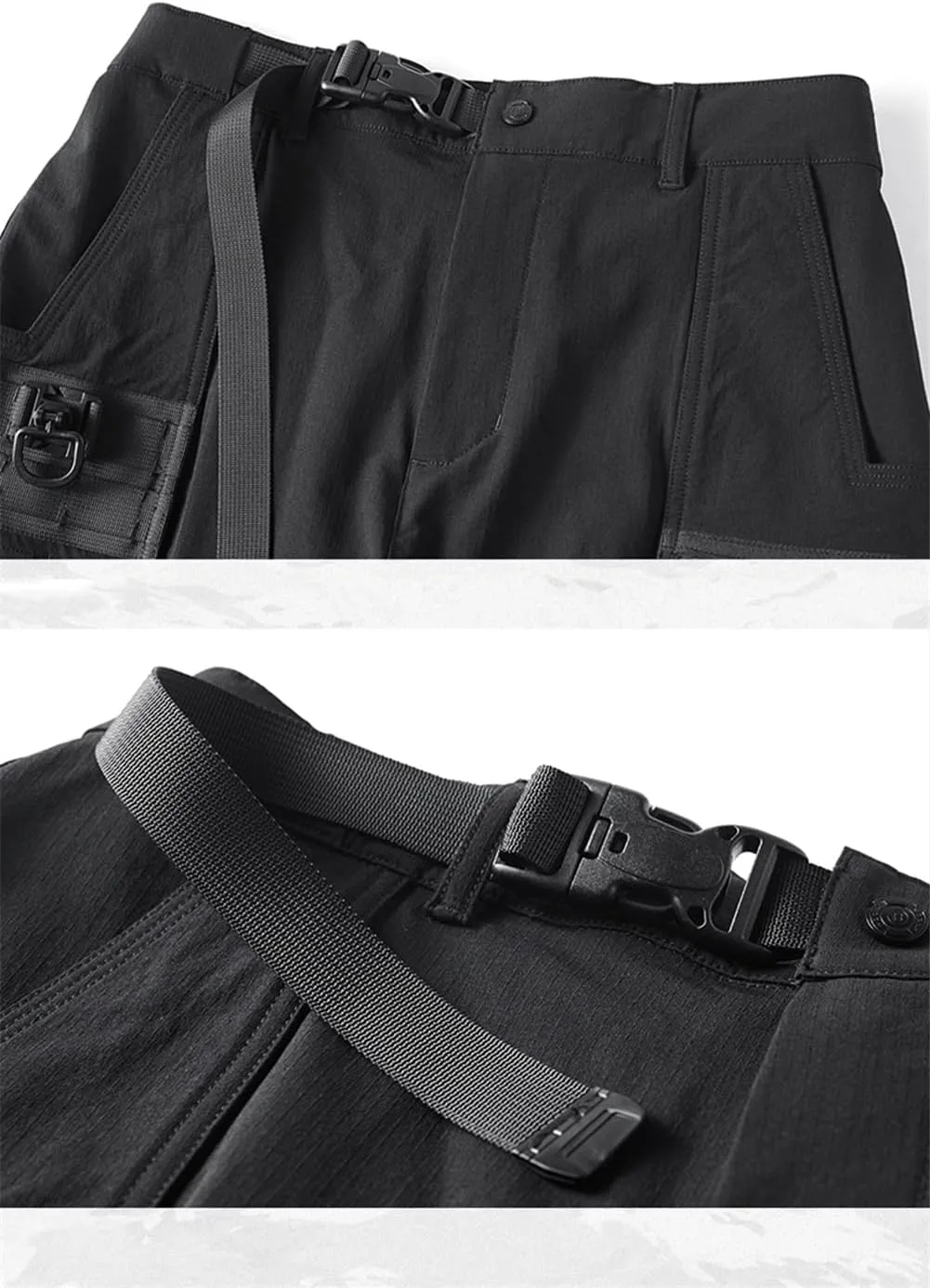 Men's Streetwear Black Cargo Shorts Men Techwear Military Tactical Shorts Harajuku Short Pants Male